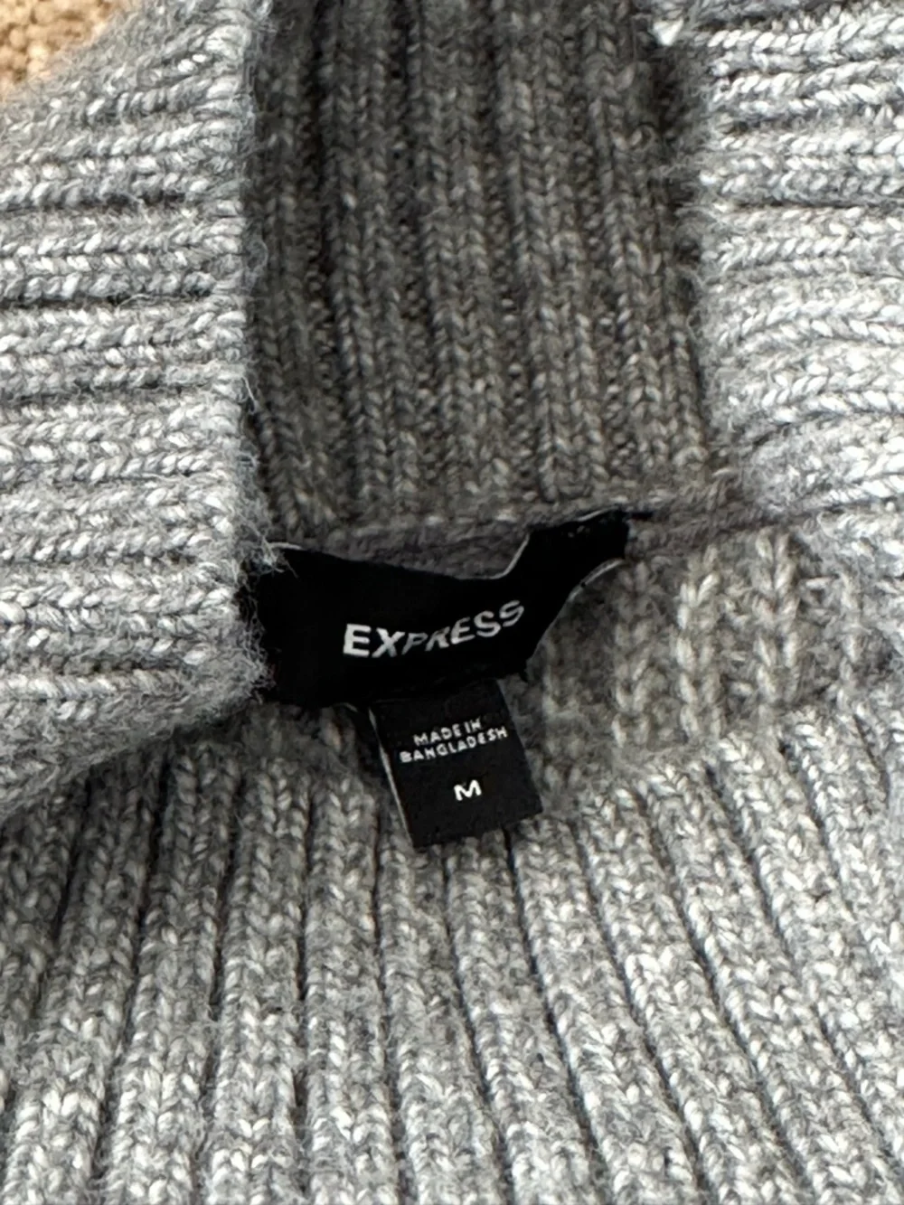 Express Gray Ribbed Mock-Neck Midi Dress - Picture 3 of 3